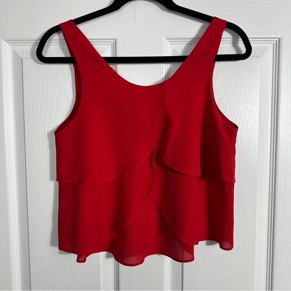 Paper Crane size small chiffon scalloped layered crop top, sleeveless, summer - Picture 4 of 7